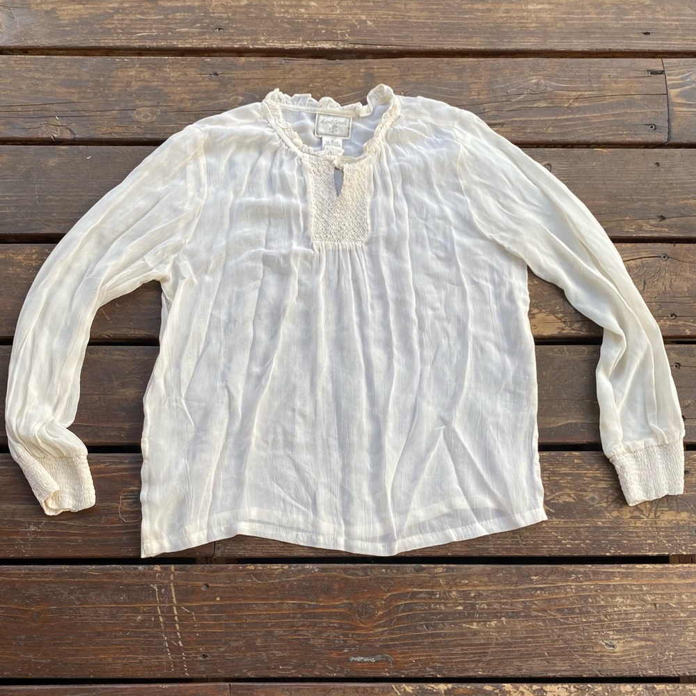 April Cornell vintage sheer blouse puff sleeve